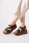 Deslat Velcro Cross Thick Sole Genuine Leather Orthopedic Women's Sandals Black Skin - 2