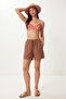 Muslin Shorts with Pockets Lmx0011 Milky Brown - 2