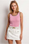 Women's Pink Garnished Ribbed Cotton Blouse Blz-19003367