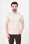 Plain Slim Fit Polo Collar Metal Buttoned 100% Cotton Short Sleeve Men's T-Shirt Beige - 36880.26Y