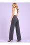 Women's Smoked High Waist Wide Leg Lycra Jean Trousers - 2
