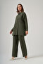 Nuss Front Snap Detail Trouser Suit 1052 Green - 3