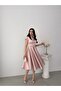 Powder V-Neck Belted Short Sleeve Midi Evening Dress - 2