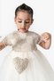 My Little Girl's Sequin Embroidered Rose Appliqué Tulle Skirted Girl's Evening Dress with Bag Set - Kr