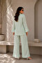 -Mint Green Textured Co-Ord Set with Ruffle Detail & Flared Sleeves - 5