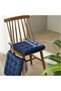 Pack of 2 Velvet Soft Chair Pads with Ties, Seat Cushion, Navy Blue, 40x40cm - 2