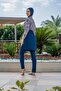 Full Covered Hijab Swimsuit Petrol Blue Zippered Long Sleeve C2T2N2O62-1 - 2