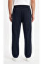Men's Navy Blue Wide Leg Baggy Sweatpants with Side Piping and Back Pocket Detail - 6