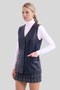 Evita Genuine Leather Women's Navy Blue Buttoned Vest - 2