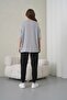 Women's Leopard Pattern Cherry Printed Gray Round Neck T-Shirt Black Jogger Sweatpants Set - 5