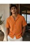 Apaş Collar Cotton Linen Flam Pattern Soft Textured, Sweat-Proof, Air-Permeable Men's Summer Single Shirt