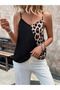 Women's Rope Strap V-Neck Leopard Patterned Viscose Blouse