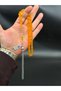 Kesme Ateş-I Sıkma Amber Prayer Beads Special Design Long Tassel Micron Silver for Lovers