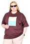 Mode XL Real Plus Size Women's T-Shirt Bıs Yaka Sea Ing U26202 Mürdüm - 2