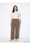 Lcw grace brown elastic waist textured women's pants - 2