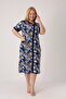 Women's Plus Size 100% Cotton Combed Fabric Buttoned Summer Dress / Black-Blue 4180 - 3