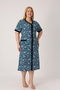Women's Plus Size 100% Cotton Combed Fabric Buttoned Summer Dress / Green-Navy 4180 - 2
