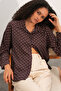 Women's Oversize Polka Dot Shirt 20392 - Brown