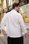 White 100% Cotton Striped Linen Men's Shirt E6774 - 4