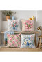 Decorative Double-Sided Printed Throw Pillow Set of 4 43X43 cm - Pastel Floral