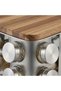 16-Piece Stainless Steel Glass Spice Rack Set with Wooden Lid and Metal Rotating Stand - 6
