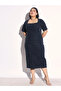 Plus Size Denim Washed Bodycon Midi Dress - 6
