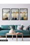 Gold Trees and Mountains 3 Piece Wooden Framed Painting Act - 2