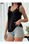 Women's Ring Detailed V-Neck Viscose Blouse - 4