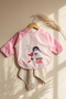 Super Girl Patterned Liquid-Proof Long Sleeve Baby Food and Activity Bib - Pink Polka Dot Blw Uyu - 2