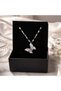 Women's Necklace with Pink Stone and Butterfly Figure - Elegant Steel Necklace That Does Not Tarnish