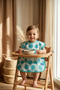 Baveta Tropical Leaf Patterned Liquid-Proof Baby Food Bib with Pockets - Blw Compatible Stain-Resistant Wide