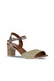 Khaki Leather Women's Heeled Sandals - 2