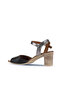 Black Leather Women's Heeled Sandals - 4