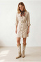 Women's Gabardine Shirt Dress with Stone Pockets and Belt Elb-19002569 - 2