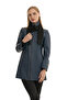 Blue Black Delux Women's Leather Coat - 4