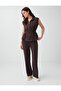 Bitter Brown Zippered Sleeveless Waist Detailed Vest - 2