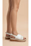 High-Heeled Ankle Buckle Women's Summer Sandals with Gold Buckle Detail on the Front - 4
