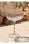 Footed Glass Ice Cream Bowl Pink Green 240 ml