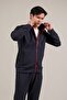 Regular Fit Lycra Side Pockets Unlined Stand Collar Zippered Tracksuit Set - 4