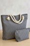 2-Piece Goose Feet Patterned Special Design Zippered Fabric Women's Bag Casual and Beach Bag - 7