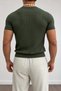 Men's Slim Fit Ribbed Knit T-Shirt Crew Neck Premium Cotton Basic Summer T-Shirt - 3