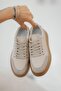 Monar women's lace-up genuine leather sneakers beige - 4