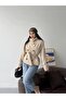 High Collar Zr Model Lined Short Trench Coat with Windbreaker Detail on the Back and Belt - 7