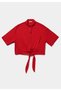 Fashion Fit Shirt Neck Plain Women's Red Short Sleeve Shirt - 5
