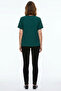 Printed Crepe Crew Neck T-Shirt - Petrol - 4