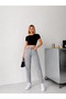 Gray Snow High Waist Stone-Embellished Cropped Mom Jeans - 2