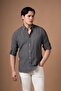 Slimfit Collared Buttoned Folded Sleeve Linen Summer Shirt - 3