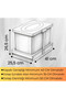 Cassone 16 Litre Short (Fits under Sink Cabinet) Anthracite Stainless Chrome Trash Can with In-Cabinet Rail - Lid Width 40 cm - 4