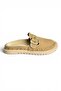 Y918143802 Beige Suede Closed-Front Sabo Slippers with Staple Detail - 5