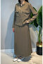 Collar Chain Detail Skirt Suit 26198 Green - 3